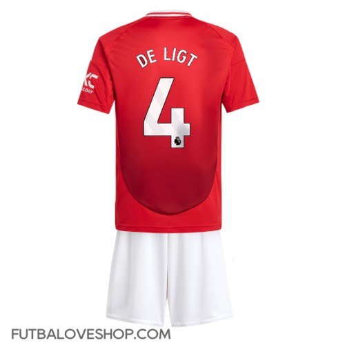 Dres Manchester United Matthijs de Ligt #4 Domáci pre deti 2024-25 Krátky Rukáv (+ trenírky)